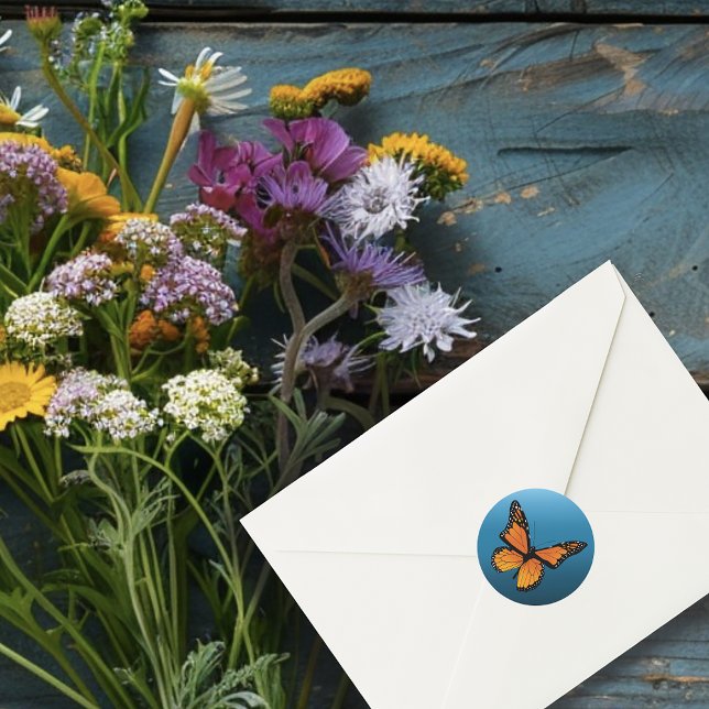 Sticker Rond Monarque Papillon bleu Ombre (Créateur téléchargé)