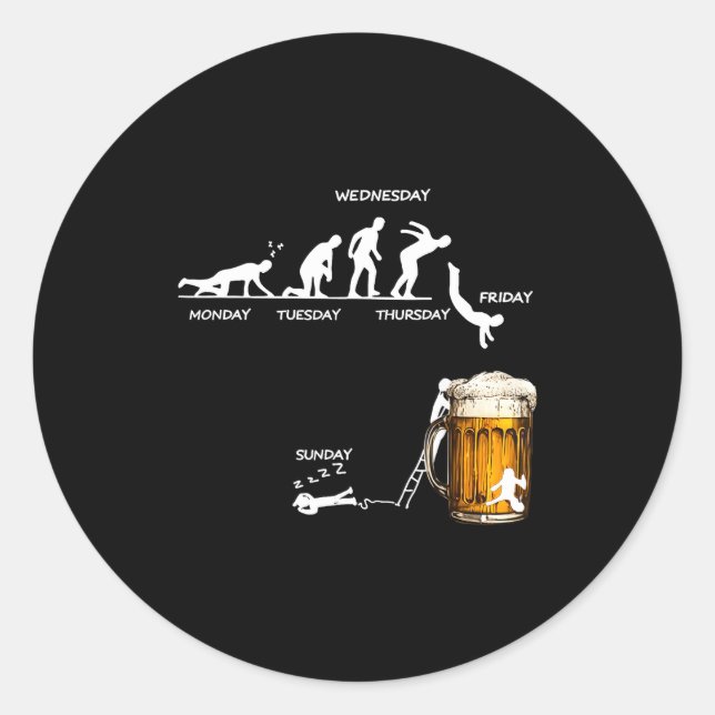 Sticker Rond Monday Tuesday Thursday Friday Saturday Sunday Bee (Devant)