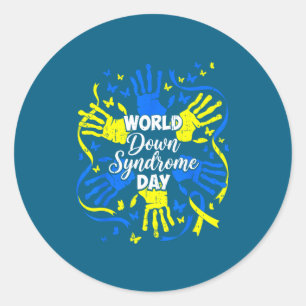 Sticker Rond Monde amusant syndrome de down sensibilisation enf
