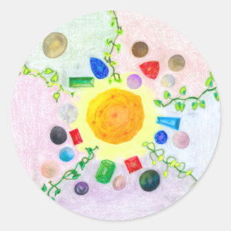 Sticker Rond Monde dans les gemmes et les perles