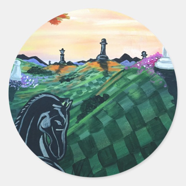 Sticker Rond Monde des échecs (Devant)