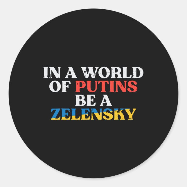 Sticker Rond Monde ukrainien de Poutine, soit Zelensky hommes u (Devant)