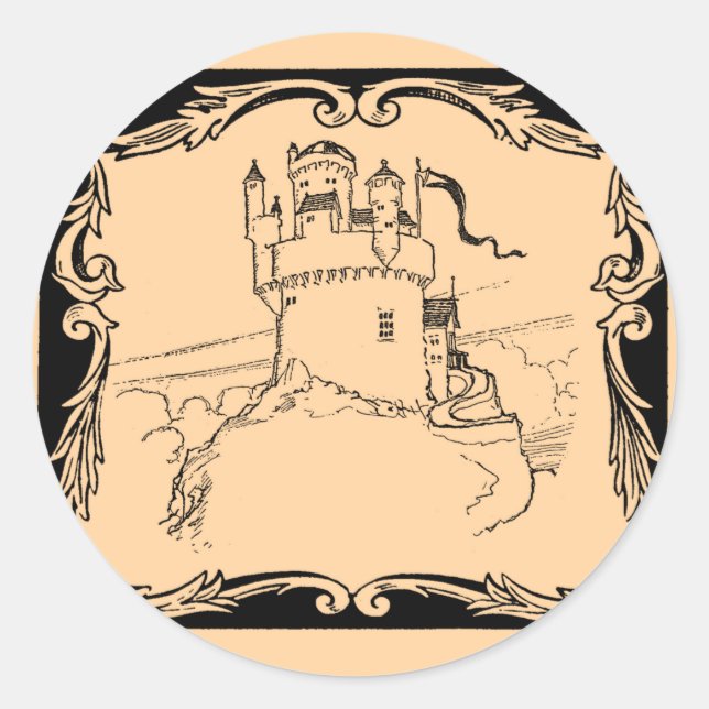 Sticker Rond Mondes d'Imaginaire : Château médiéval (Devant)