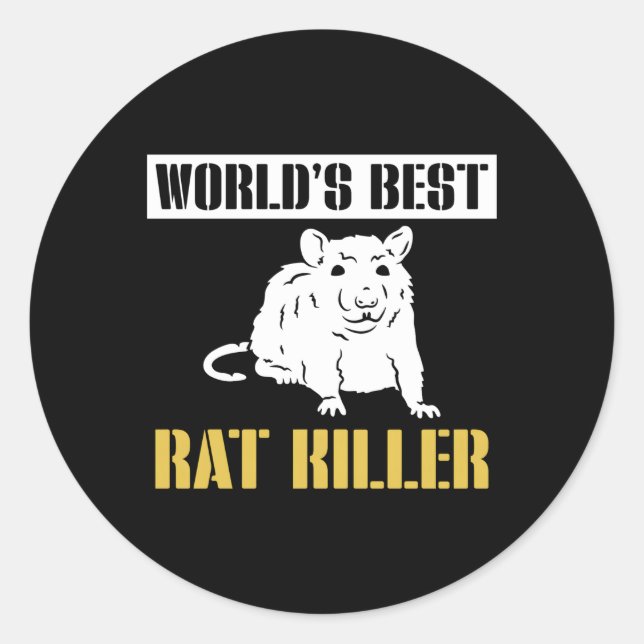 Sticker Rond Mondes Meilleur Rat Er Exterminateur Lutte antipar (Devant)