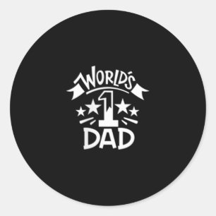 Sticker Rond Mondes Mens Numéro 1 Papa Emblème minimal Jour des