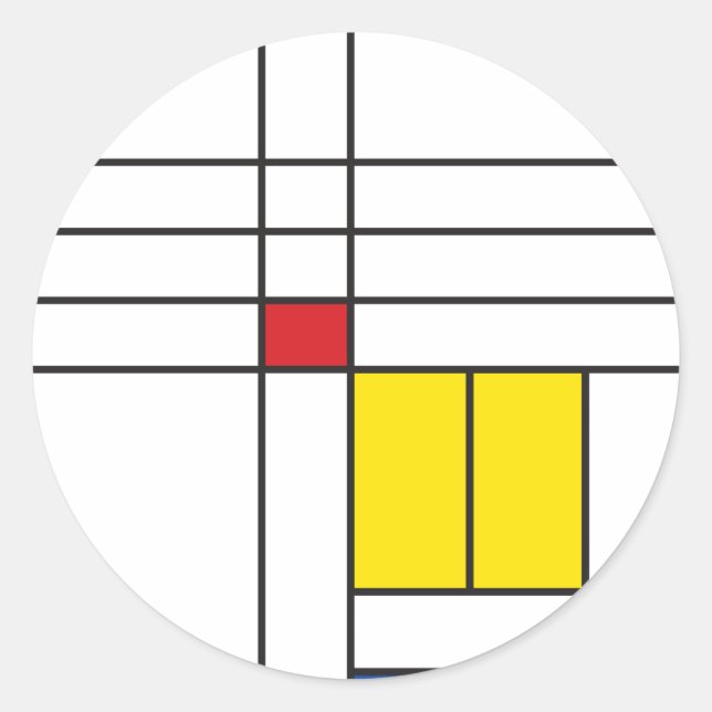 Sticker Rond Mondrian II Minimum De Stijl Modern Art Design (Devant)