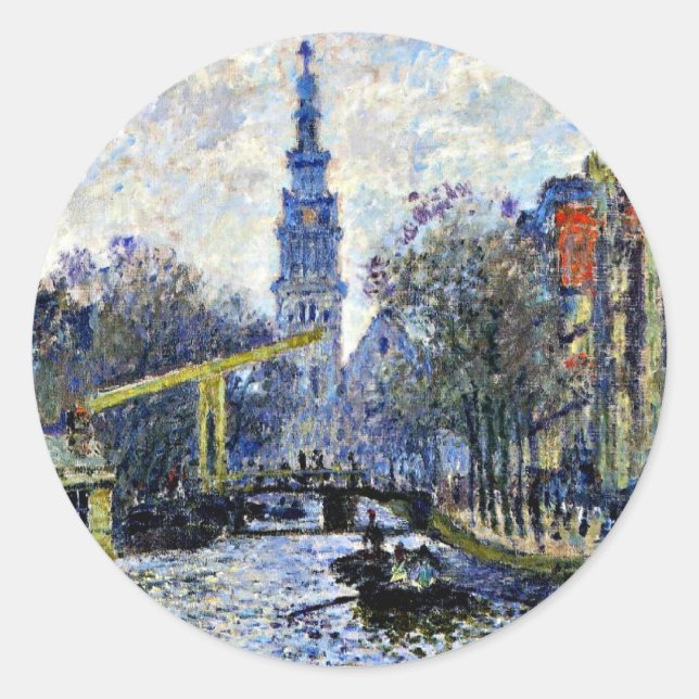 Sticker Rond Monet - Canal à Amsterdam,  (Devant)