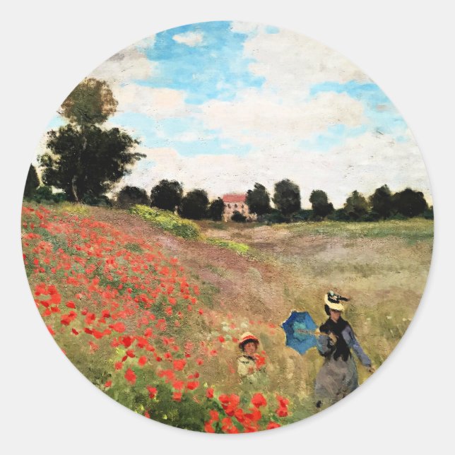 Sticker Rond Monet - Coquelicots près d'Argenteuil, (Devant)