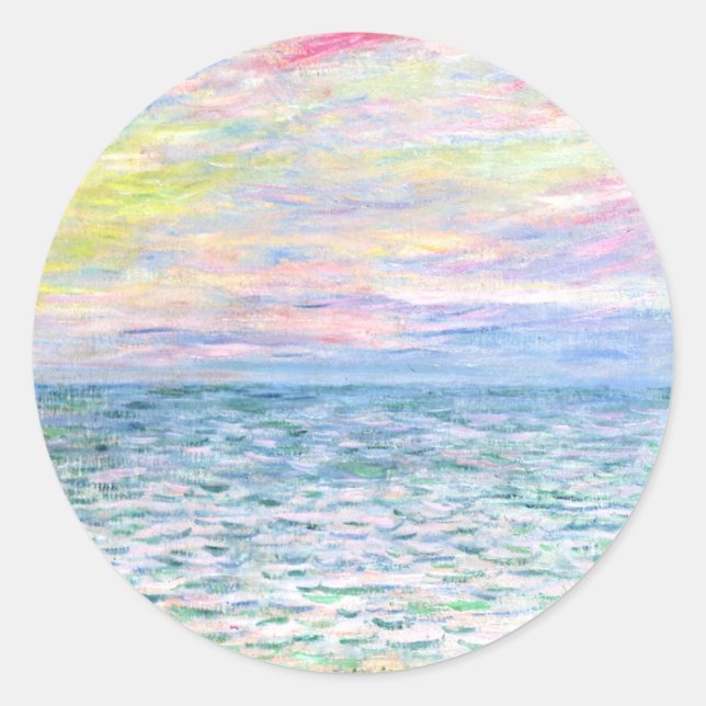 Sticker Rond Monet - Coucher de soleil à Pourville, art, (Devant)