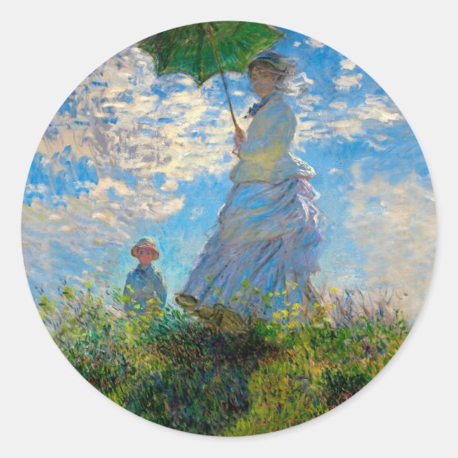 Sticker Rond Monet Femme Parasol Impressionnisme (Devant)