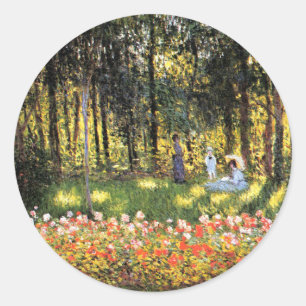 Sticker Rond Monet - La famille de l'artiste dans le jardin