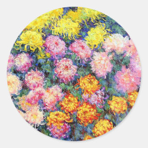 Sticker Rond Monet - Lit de Chrysanthèmes