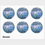 Sticker Rond Monet - Lys d'eau, 1919, rose<br><div class="desc">Claude Monet 1919 peinture,  Water Lilies (rose)</div>