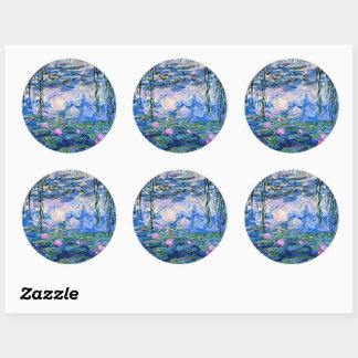 Sticker Rond Monet - Lys d'eau, 1919, rose