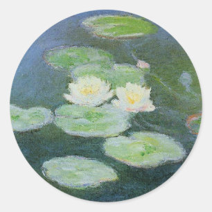 Sticker Rond Monet - Lys d'eau, effet du soir,