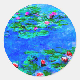 Sticker Rond Monet : Lys d'eau OEuvre rouge