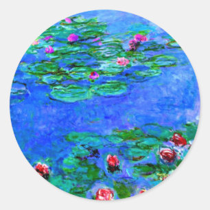 Sticker Rond Monet - Lys d'eau (rouge), célèbre peinture,