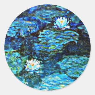 Sticker Rond Monet - Nappes d'eau, Bleu