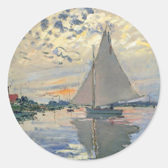 Sticker Rond Monet Sailboat Français Impressionnisme Art classi (Devant)
