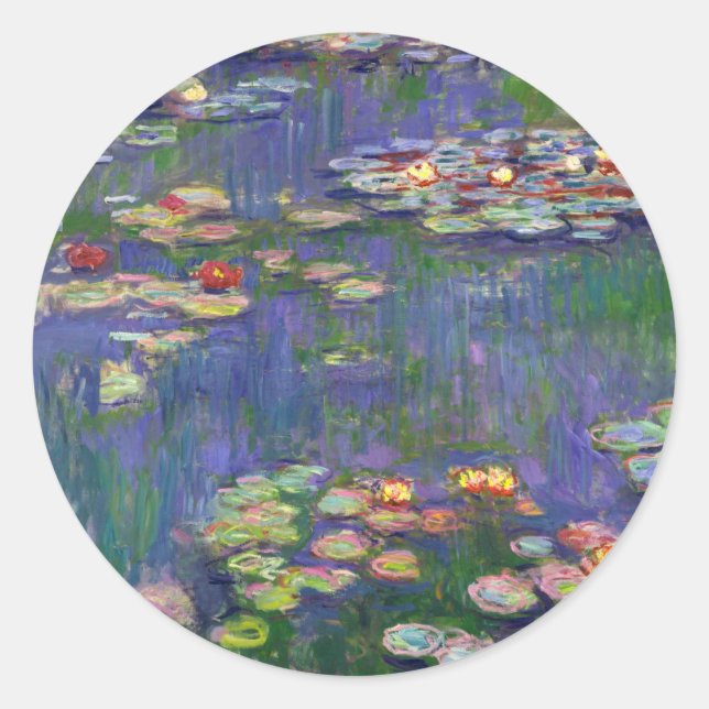 Sticker Rond Monet Water Lilies Chef-d'oeuvre Peinture (Devant)