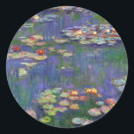 Sticker Rond Monet Water Lilies Chef-d'oeuvre Peinture<br><div class="desc">Monet Water Lilies - Ce tableau Monet classique a été peint par Claude Monet en 1916. Il fait partie de sa célèbre collection de nénuphars où il peint dans son jardin à Giverney,  France. Un tableau de chef-d'oeuvre.</div>