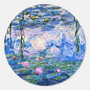 Sticker Rond Monet - Water Lilies (rose) 1919 célèbre oeuvre d'