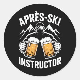 Sticker Rond Moniteur Apres Ski Pour Une Soirée De Sports D'Hiv