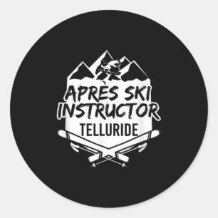 Sticker Rond Moniteur Après-ski Telluride Ski de Montagne Ski
