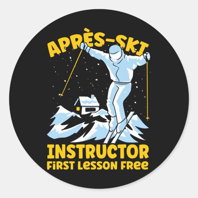 Sticker Rond Moniteur de ski Après Ski (Devant)