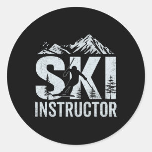 Sticker Rond Moniteur de ski, Professeur de ski, Skieur profess