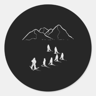 Sticker Rond Moniteur de ski skieur hors-piste skieur telemark