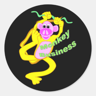 Sticker Rond Monkey Business