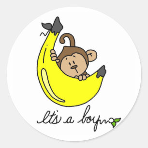 Sticker Rond Monkey C'est un garçon Tshirts et cadeaux