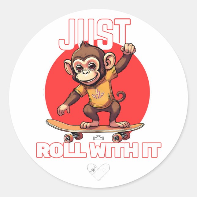 Sticker Rond Monkey chevauchant un sweat - shirt à capuche de s (Devant)