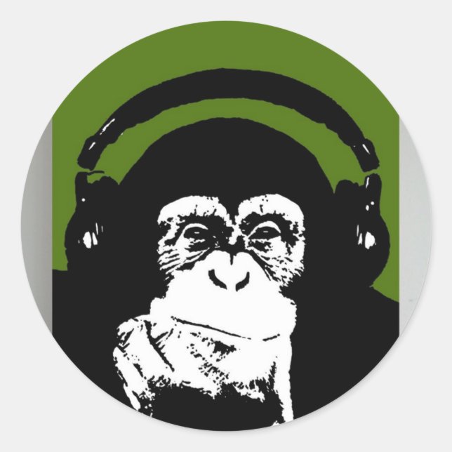 Sticker Rond Monkey connaît la musique (Devant)