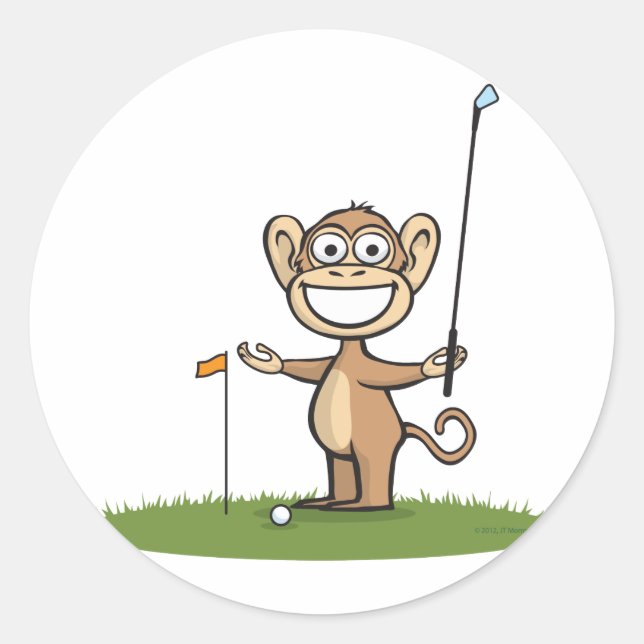 Sticker Rond Monkey Golf (Devant)