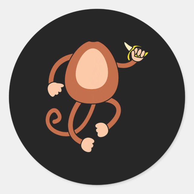 Sticker Rond Monkey Holding Nana Costume Amusant Easy Halloween (Devant)