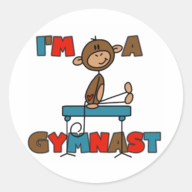 Sticker Rond Monkey Je suis un Gymnaste (Devant)