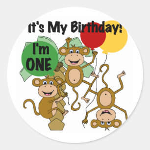 Sticker Rond Monkey Shine 1er Anniversaire Tshirts et cadeaux