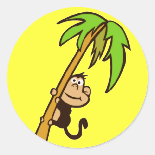 Sticker Rond Monkey Up un arbre (Devant)