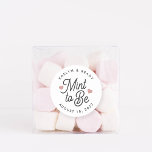 Sticker Rond Monnaie à être personnalisée mariage préféré<br><div class="desc">Les stickers de faveur de mariage frais minty comportent "ment to be" en écriture noire douce accentuée avec des coeurs rose rose poussiéreux. Personnalisez avec vos noms et votre date de mariage.</div>