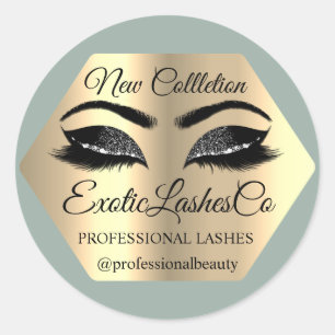 Sticker Rond Monnaie de maquillage d'emballage Lash Artist Gold