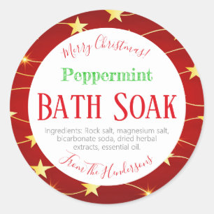 Sticker Rond Monnaie de Noël Rouge Bain Bombe Salt de bain Soak