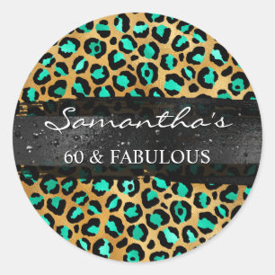 Sticker Rond Monnaie et huile d'or Leopard 60 & Fabulous