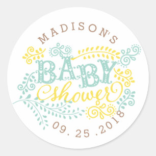 Sticker Rond Monnaie Jaune Genre Neutre Cute Baby shower Person