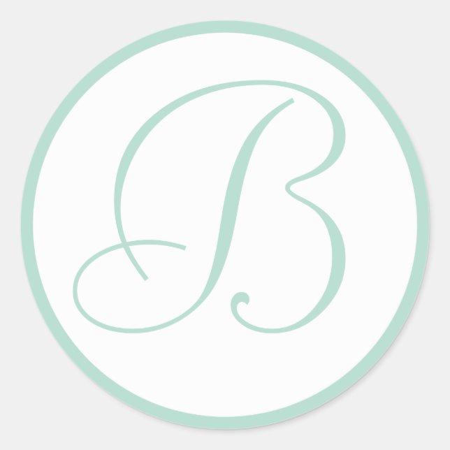 Sticker Rond Monnaie Vert Monogramme Mariage Enveloppe Phoques (Devant)