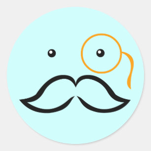 Sticker Rond Monocle et Moustache