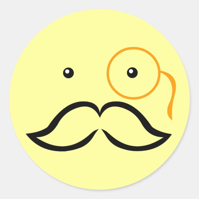 Sticker Rond Monocle et Moustache (Devant)