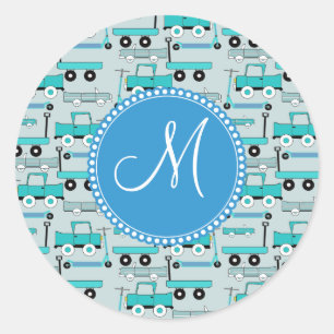 Sticker Rond Monogram Blue Wheels Scooters Voitures Wagons Cami