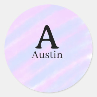 Sticker Rond Monogram capital masculine add name purple pastel 